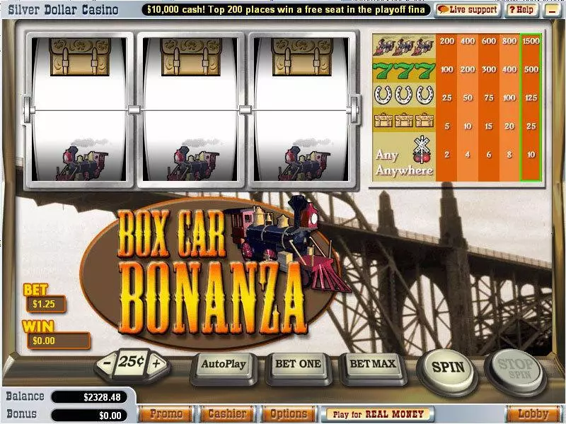 Box Car Bonanza Fun Slot Game made by Vegas Technology with 3 Reel and 1 Line