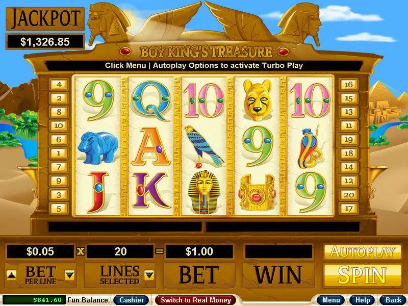 Boy King's Treasure Fun Slot Game made by RTG with 5 Reel and 20 Line