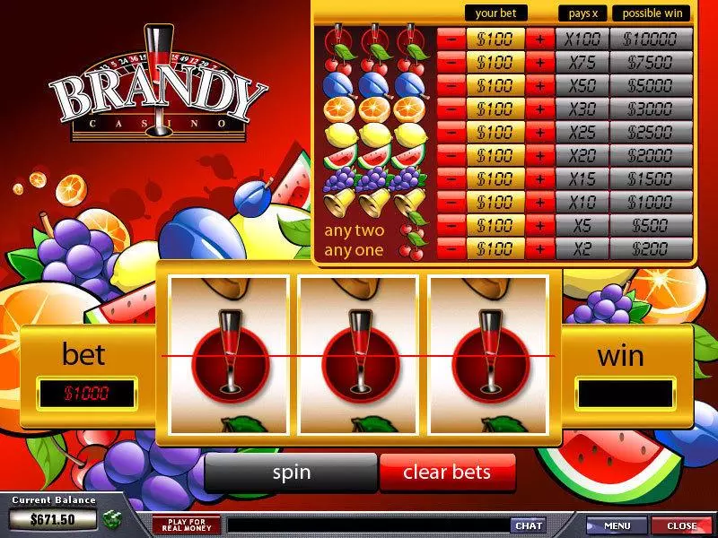 Brandy Fun Slot Game made by PlayTech with 3 Reel and 1 Line