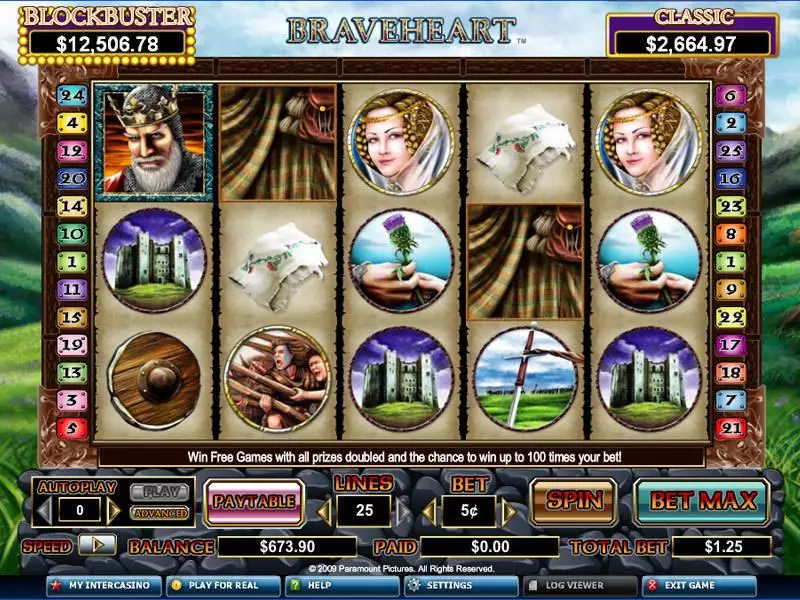 Braveheart Fun Slot Game made by CryptoLogic with 5 Reel and 25 Line