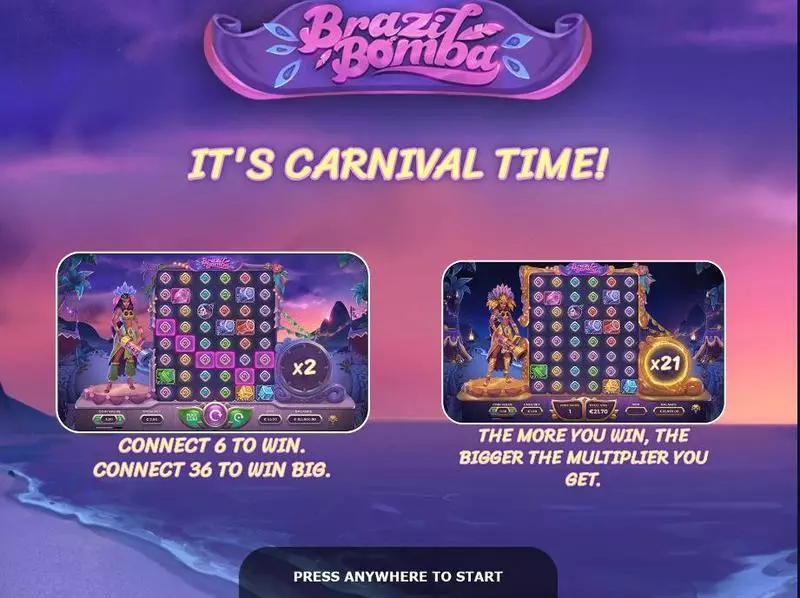 Brazil Bomba Fun Slot Game made by Yggdrasil with 6 Reel 
