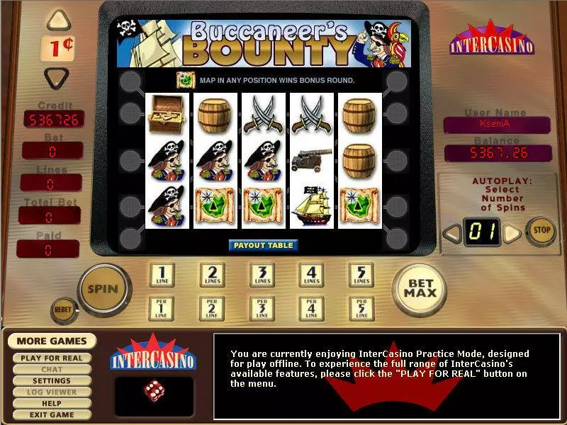 Buccaneer's Bounty 5 Lines Fun Slot Game made by CryptoLogic with 5 Reel and 5 Line