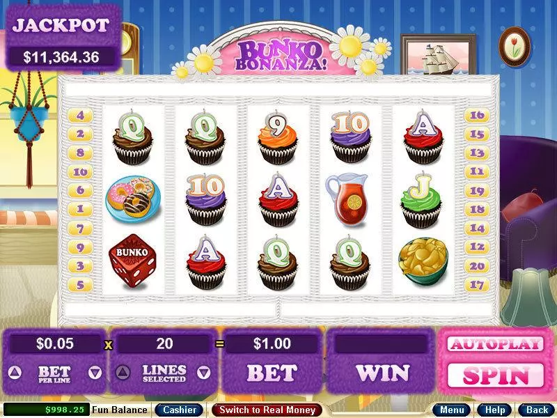 Bunko Bonanza Fun Slot Game made by RTG with 5 Reel and 20 Line