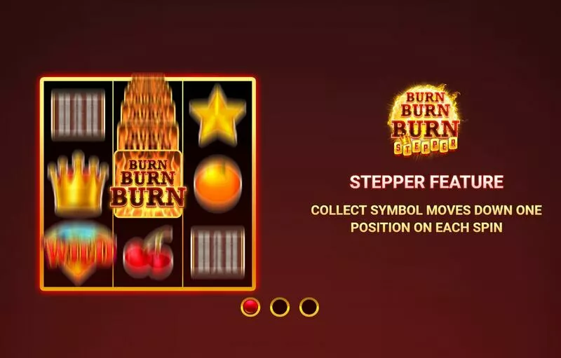 Burn Burn Burn Stepper Fun Slot Game made by Wizard Games with 3 Reel and 5 Line