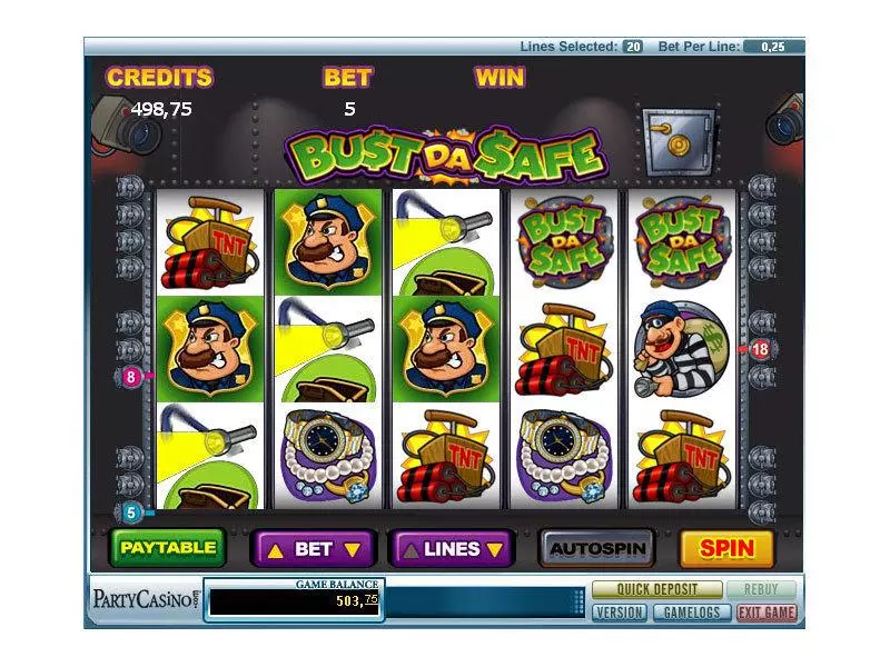 Bust Da Safe Fun Slot Game made by bwin.party with 5 Reel and 20 Line