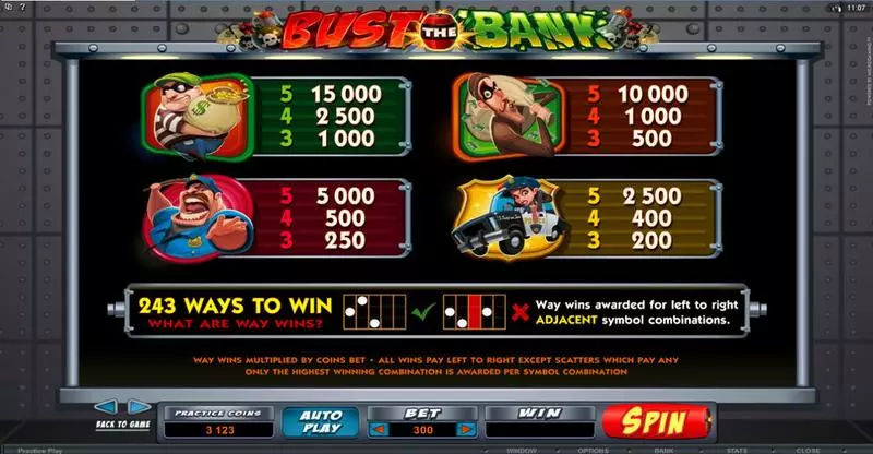 Bust the Bank Fun Slot Game made by Microgaming with 5 Reel and 243 Line