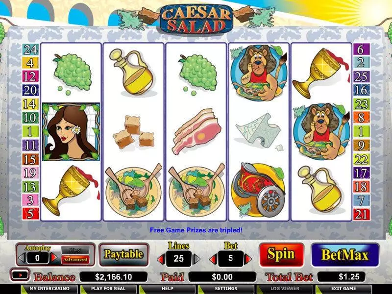 Caesar Salad Fun Slot Game made by CryptoLogic with 5 Reel and 25 Line