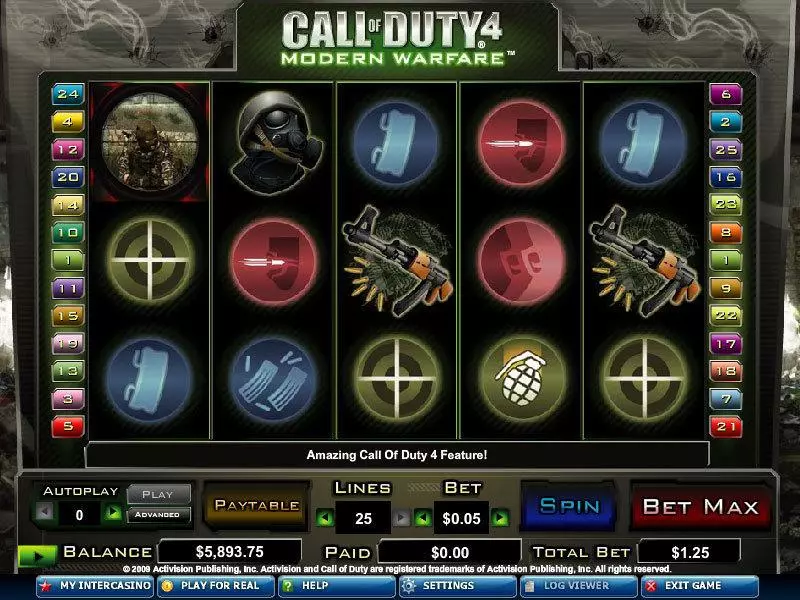 Call of Duty 4 Fun Slot Game made by CryptoLogic with 5 Reel and 25 Line