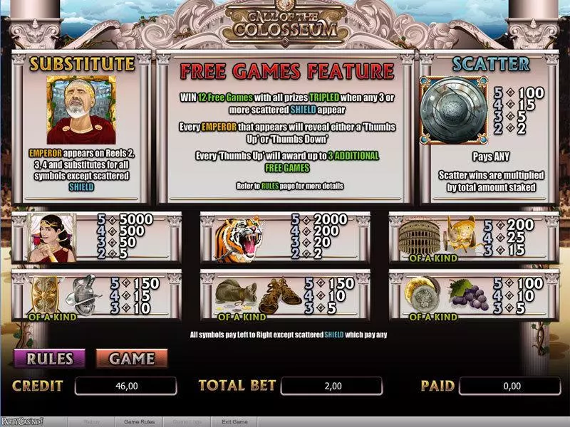 Call of the Colosseum Fun Slot Game made by Amaya with 5 Reel and 20 Line