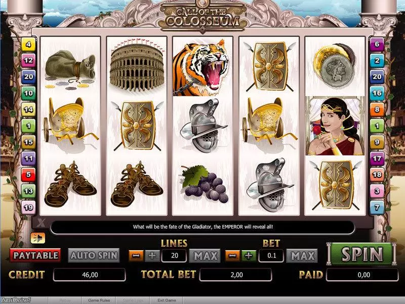 Call of the Colosseum Fun Slot Game made by Amaya with 5 Reel and 20 Line