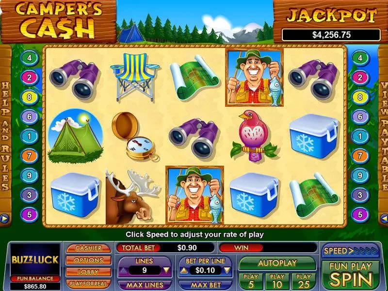 Camper's Cash Fun Slot Game made by NuWorks with 5 Reel and 9 Line