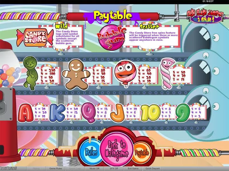 Candy Store Fun Slot Game made by bwin.party with 5 Reel and 30 Line