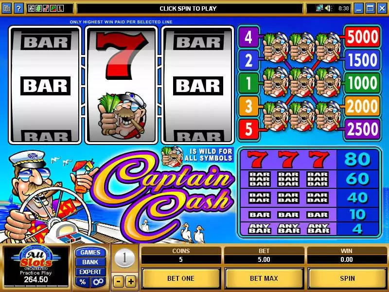 Captain Cash Fun Slot Game made by Microgaming with 3 Reel and 5 Line