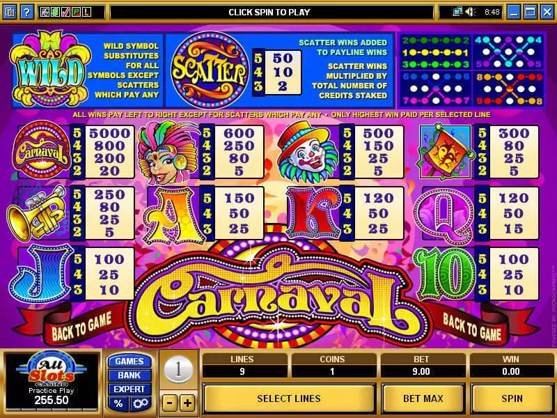 Carnaval Fun Slot Game made by Microgaming with 5 Reel and 9 Line