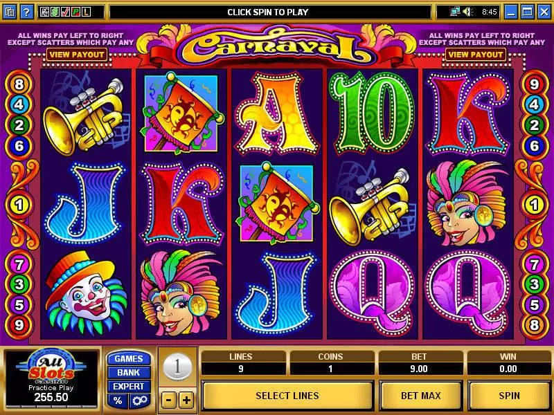 Carnaval Fun Slot Game made by Microgaming with 5 Reel and 9 Line