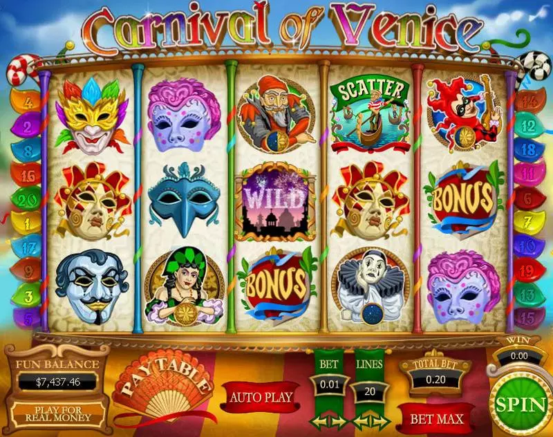 Carnival of Venice Fun Slot Game made by Topgame with 5 Reel and 20 Line