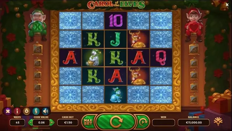 Carol of the Elves Fun Slot Game made by Yggdrasil with 5 Reel and 45 Line