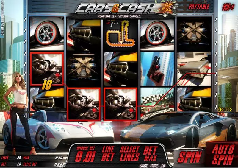 Cars & Ca$h Fun Slot Game made by Sheriff Gaming with 5 Reel and 20 Line