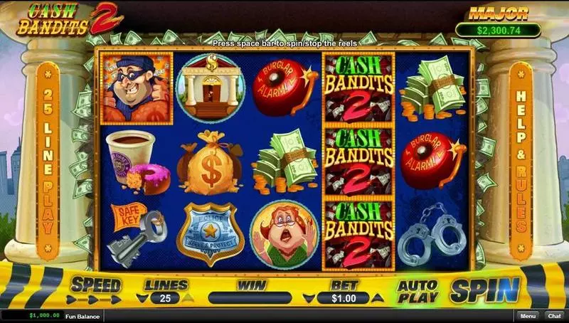 Cash Bandit 2 Fun Slot Game made by RTG with 5 Reel and 25 Line