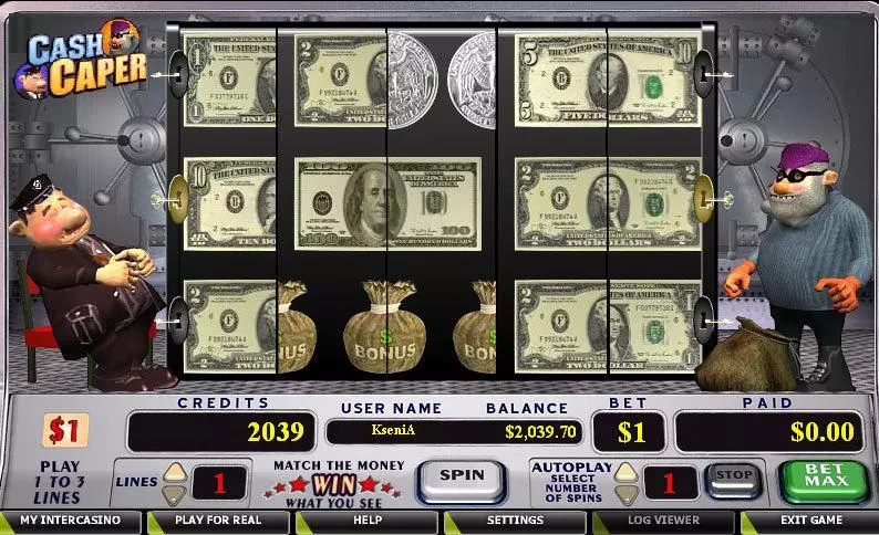 Cash Caper Fun Slot Game made by CryptoLogic with 5 Reel and 3 Line