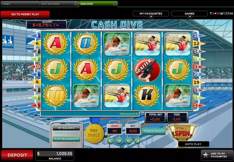 Cash Dive Fun Slot Game made by 888 with 5 Reel and 20 Line