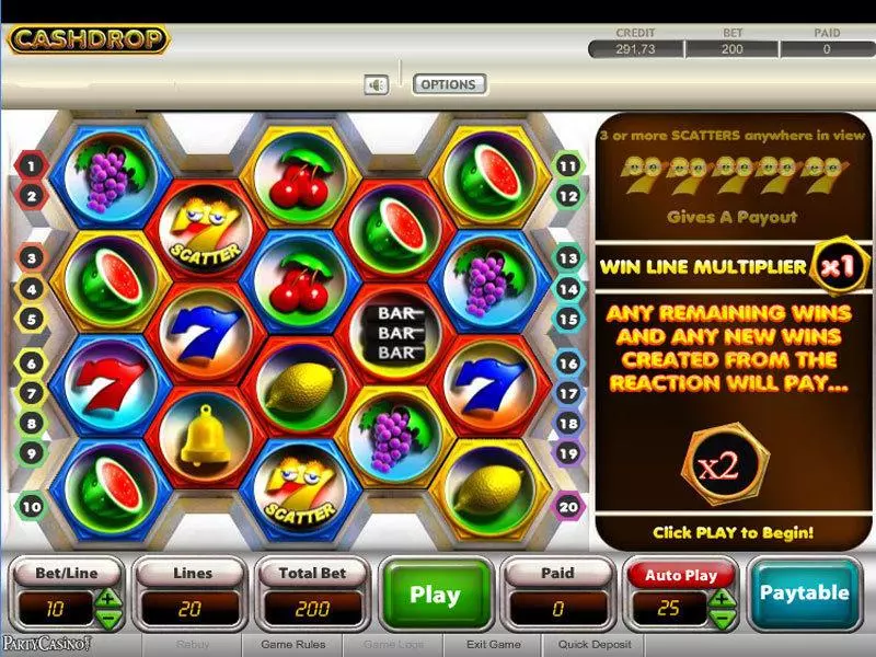 Cash Drop Fun Slot Game made by bwin.party with 5 Reel and 20 Line