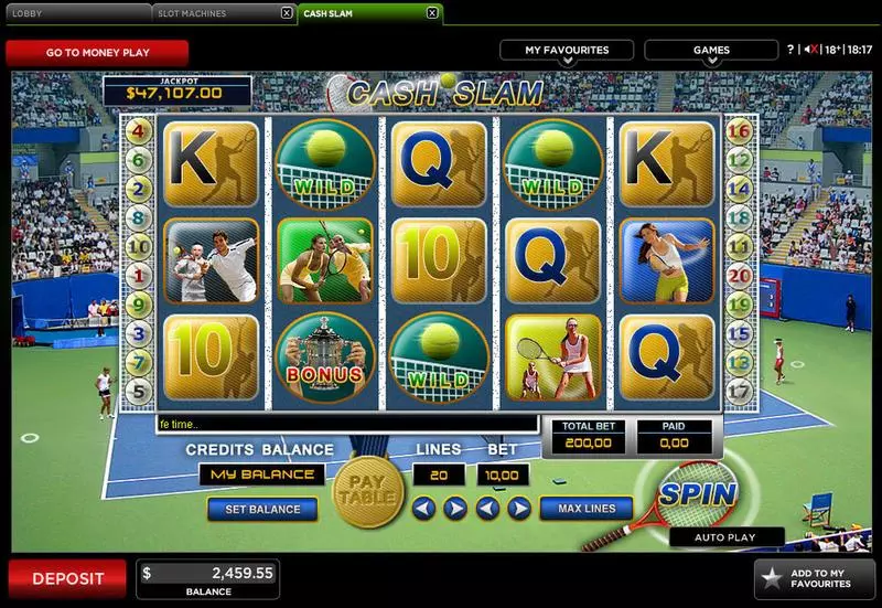 Cash Slam Fun Slot Game made by 888 with 5 Reel and 20 Line