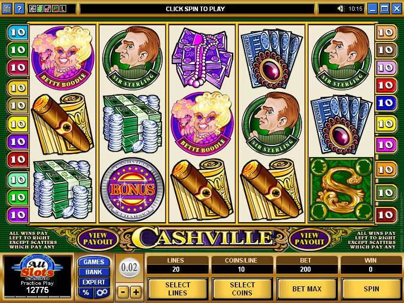 Cashville Fun Slot Game made by Microgaming with 5 Reel and 20 Line
