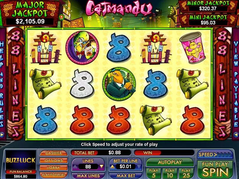 Catmandu Fun Slot Game made by NuWorks with 5 Reel and 88 Line