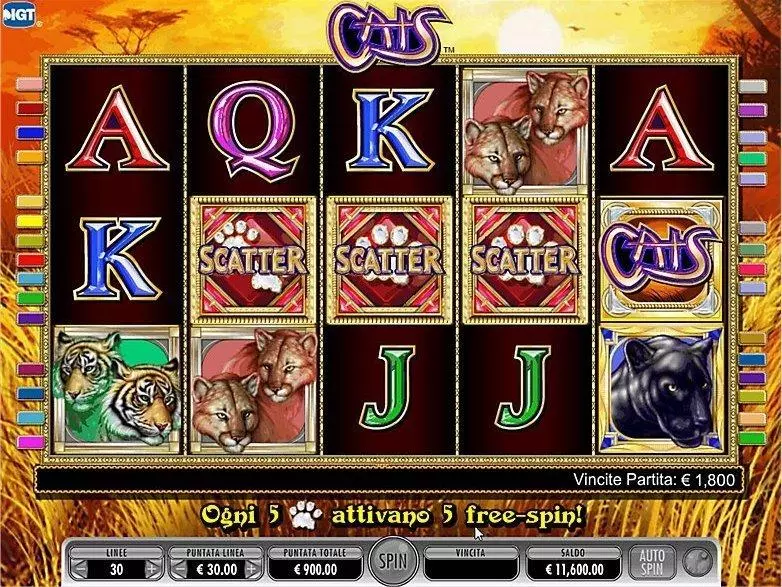 Cats Fun Slot Game made by IGT with 5 Reel and 30 Line