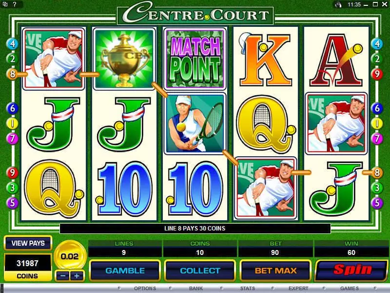 Centre Court Fun Slot Game made by Microgaming with 5 Reel and 9 Line