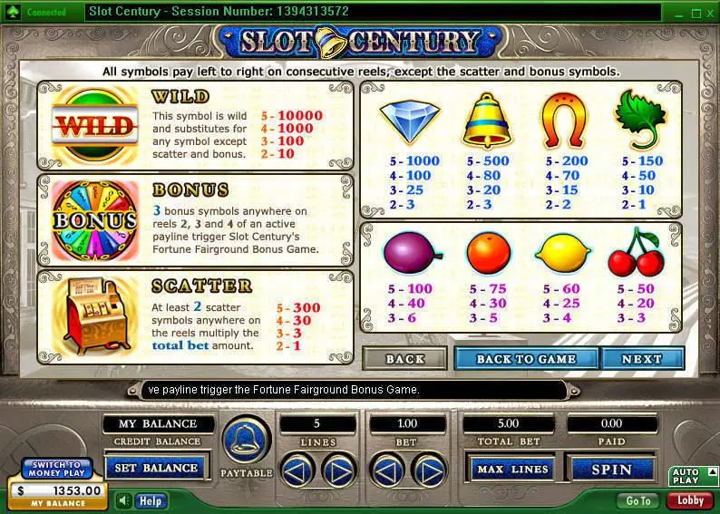 Century Fun Slot Game made by 888 with 5 Reel and 5 Line