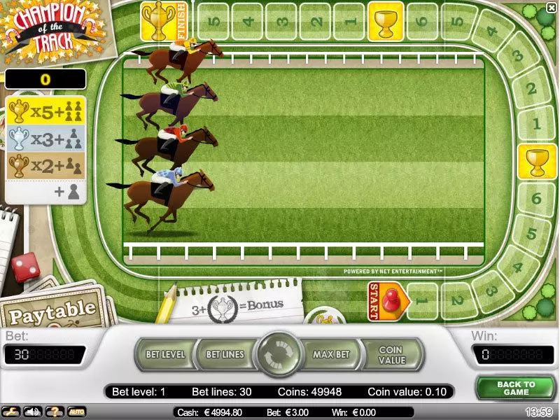 Champion of the Track Fun Slot Game made by NetEnt with 5 Reel and 30 Line