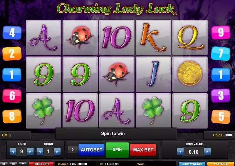 Charming Lady Luck Fun Slot Game made by 1x2 Gaming with 5 Reel and 9 Line