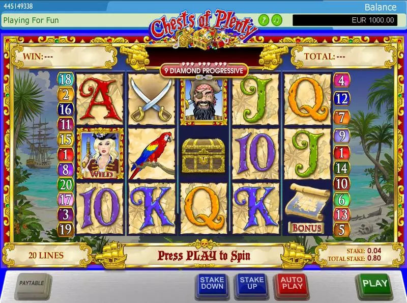 Chests of Plenty Fun Slot Game made by PlayTech with 5 Reel and 20 Line