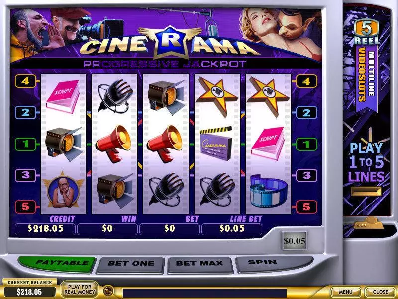 Cinerama Fun Slot Game made by PlayTech with 5 Reel and 5 Line