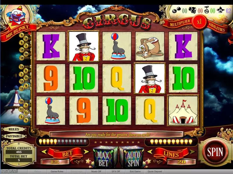 Circus Fun Slot Game made by bwin.party with 5 Reel and 20 Line