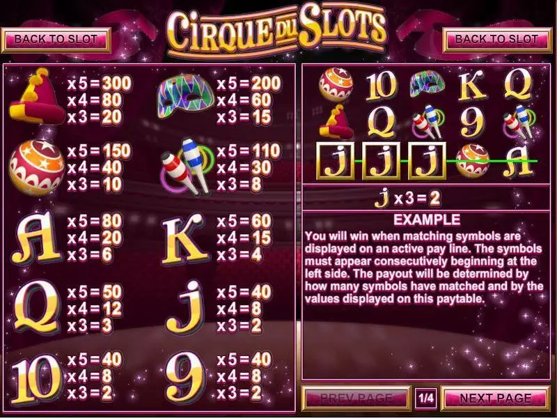Cirque du Slots Fun Slot Game made by Rival with 5 Reel and 25 Line