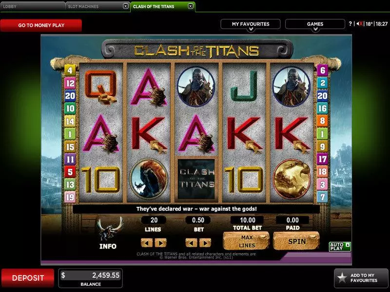 Clash of the Titans Fun Slot Game made by 888 with 5 Reel and 20 Line