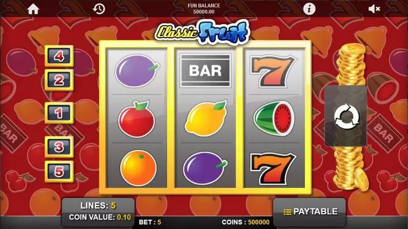 Classic Fruit Fun Slot Game made by 1x2 Gaming with 3 Reel and 5 Line