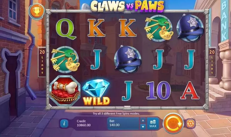 Claws vs Paws Fun Slot Game made by Playson with 5 Reel and 20 Line