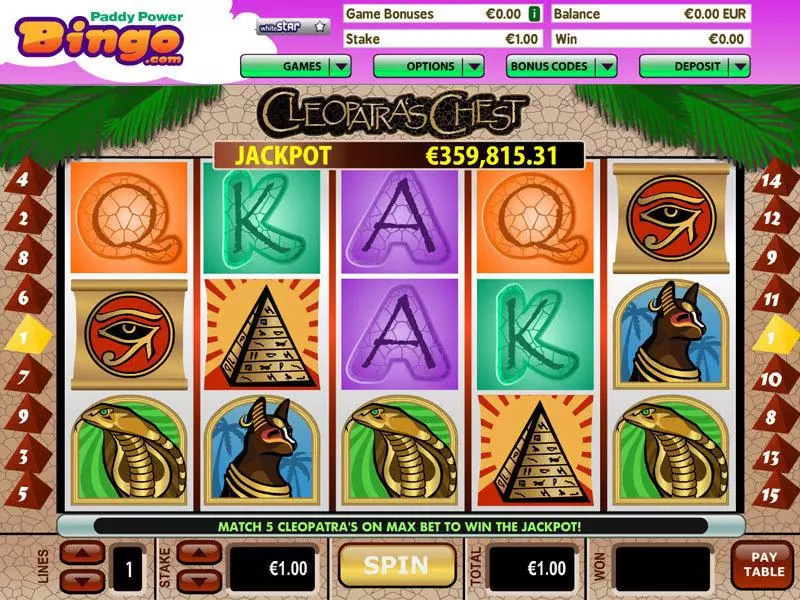Cleopatras Chest Fun Slot Game made by Virtue Fusion with 5 Reel and 15 Line