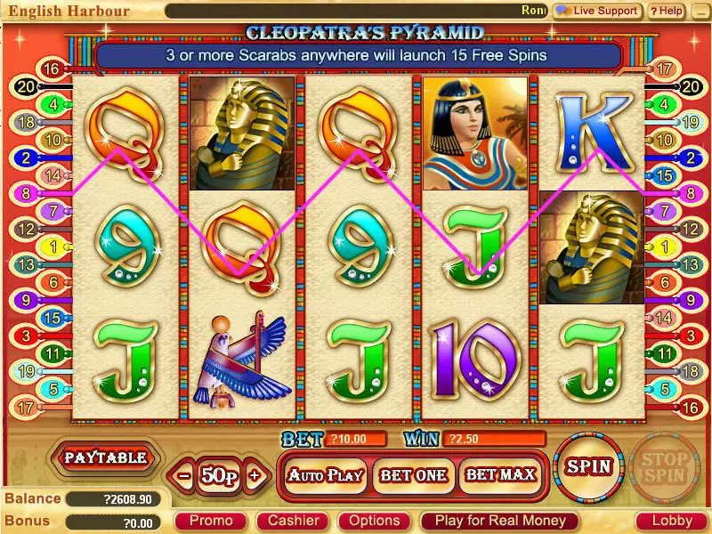 Cleopatra's Pyramid Fun Slot Game made by WGS Technology with 5 Reel and 20 Line