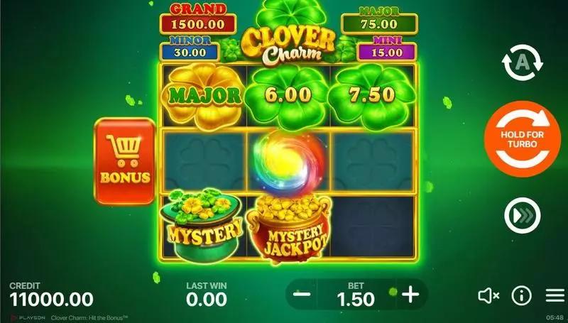 Clover Charm - Hit the Bonus Fun Slot Game made by Playson with 3 Reel 