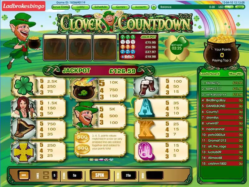 Clover Countdown Mini Fun Slot Game made by Virtue Fusion with 5 Reel and 5 Line