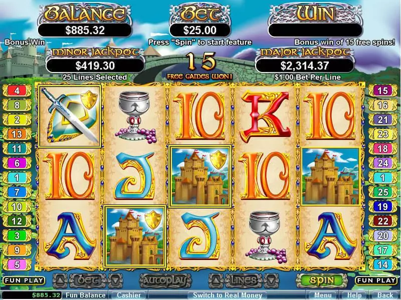 Coat of Arms Fun Slot Game made by RTG with 5 Reel and 25 Line