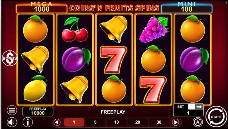 COINS'N FRUITS SPINS Fun Slot Game made by 1Spin4Win with 5 Reel and 243 Line