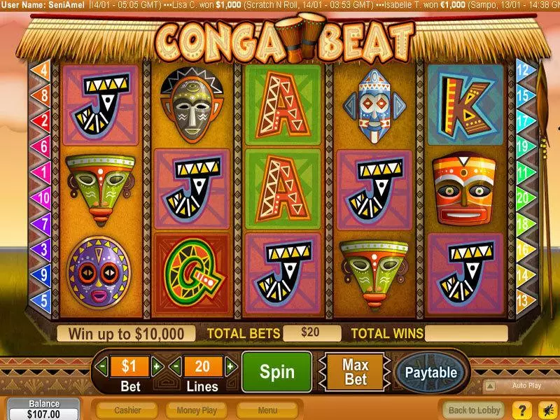 Conga Beat Fun Slot Game made by NeoGames with 5 Reel and 20 Line