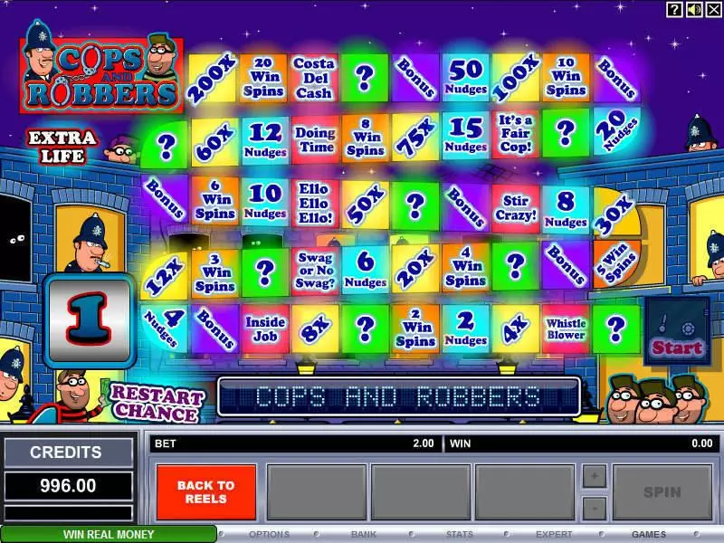 Cops and Robbers Fun Slot Game made by Microgaming with 3 Reel and 1 Line