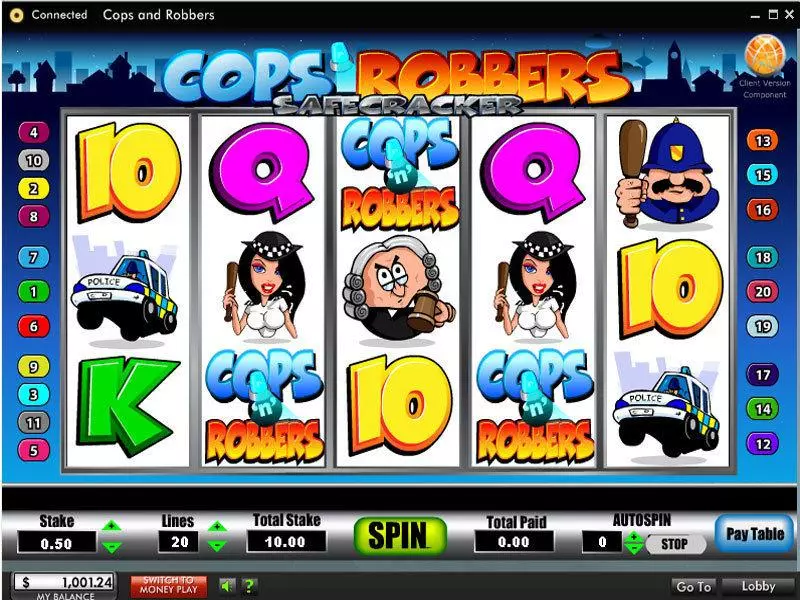 Cops and Robbers Safe Cracker Fun Slot Game made by 888 with 5 Reel and 20 Line